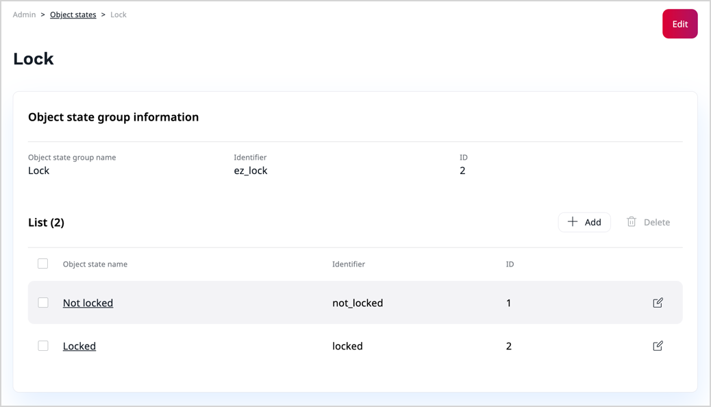 Lock object state **Lock** Object state